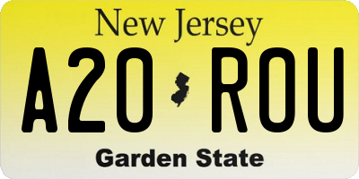 NJ license plate A20ROU
