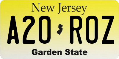 NJ license plate A20ROZ