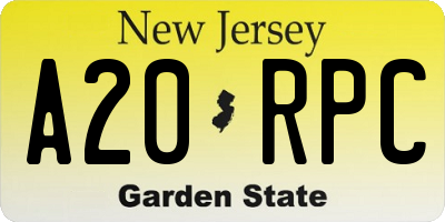 NJ license plate A20RPC