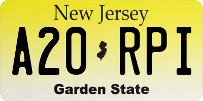 NJ license plate A20RPI