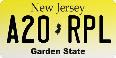 NJ license plate A20RPL