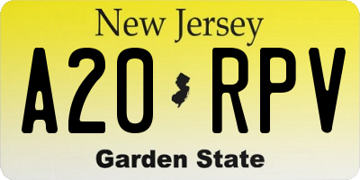 NJ license plate A20RPV