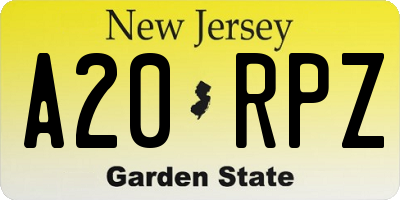 NJ license plate A20RPZ