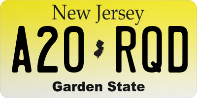 NJ license plate A20RQD