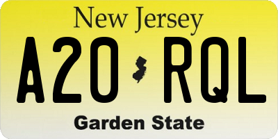 NJ license plate A20RQL