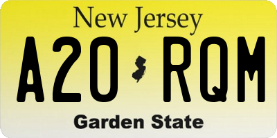 NJ license plate A20RQM