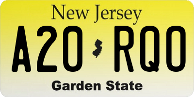 NJ license plate A20RQO