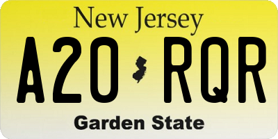 NJ license plate A20RQR