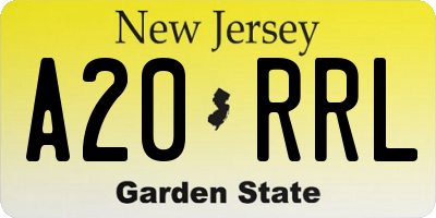 NJ license plate A20RRL