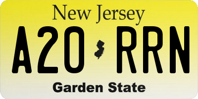 NJ license plate A20RRN