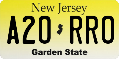 NJ license plate A20RRO