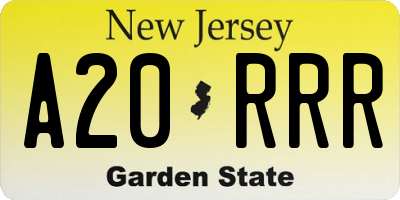 NJ license plate A20RRR