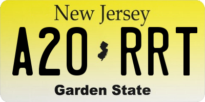 NJ license plate A20RRT