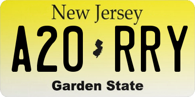 NJ license plate A20RRY