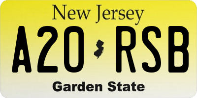 NJ license plate A20RSB