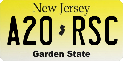 NJ license plate A20RSC