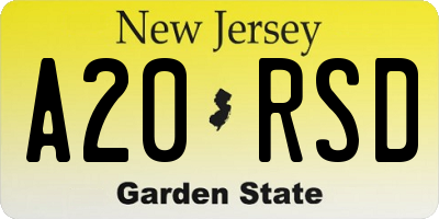 NJ license plate A20RSD