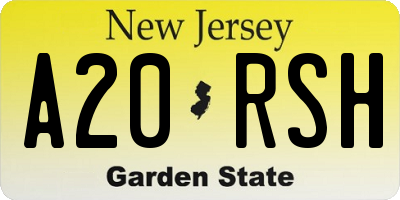 NJ license plate A20RSH