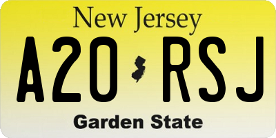 NJ license plate A20RSJ