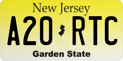 NJ license plate A20RTC