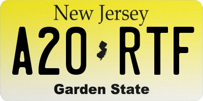 NJ license plate A20RTF