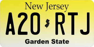 NJ license plate A20RTJ