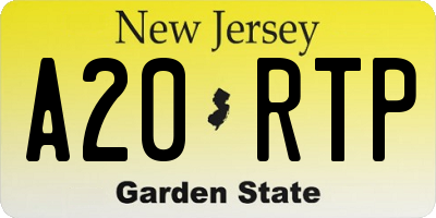 NJ license plate A20RTP