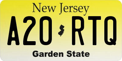 NJ license plate A20RTQ