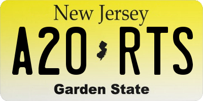 NJ license plate A20RTS