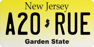 NJ license plate A20RUE