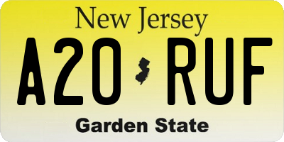 NJ license plate A20RUF