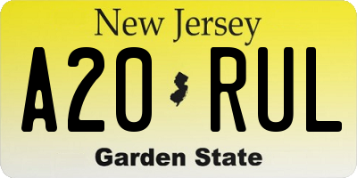 NJ license plate A20RUL