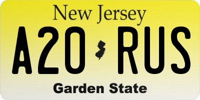 NJ license plate A20RUS