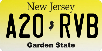 NJ license plate A20RVB