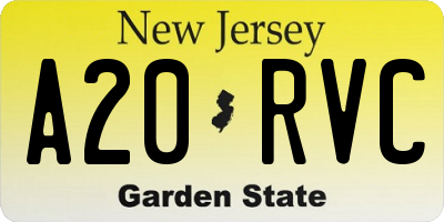 NJ license plate A20RVC