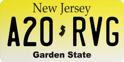NJ license plate A20RVG