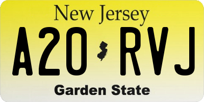 NJ license plate A20RVJ