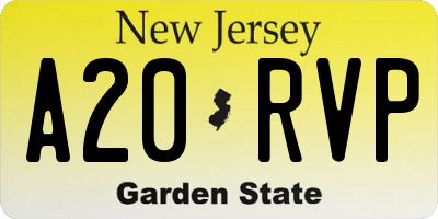 NJ license plate A20RVP