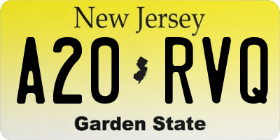 NJ license plate A20RVQ
