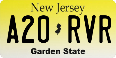 NJ license plate A20RVR