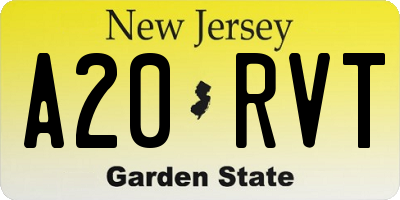 NJ license plate A20RVT