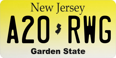 NJ license plate A20RWG