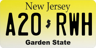 NJ license plate A20RWH