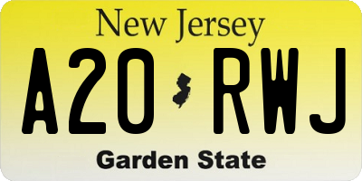 NJ license plate A20RWJ