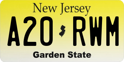 NJ license plate A20RWM