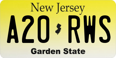 NJ license plate A20RWS