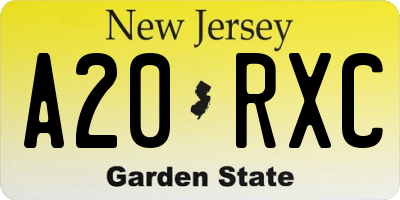 NJ license plate A20RXC