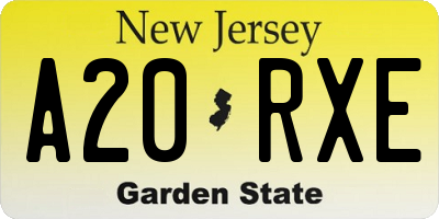 NJ license plate A20RXE