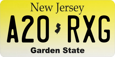 NJ license plate A20RXG