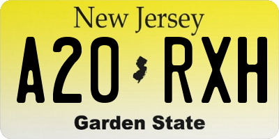 NJ license plate A20RXH